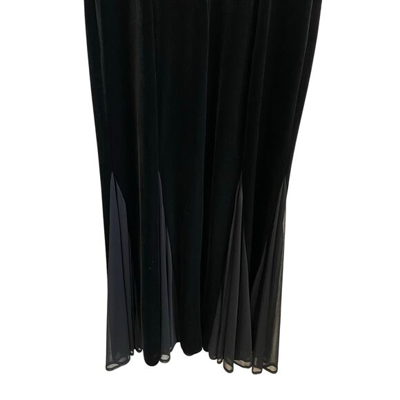 Vintage Sheri Martin Black Velvet Evening Gown Sz 16 Beading Godet Pleats Event - Picture 6 of 11